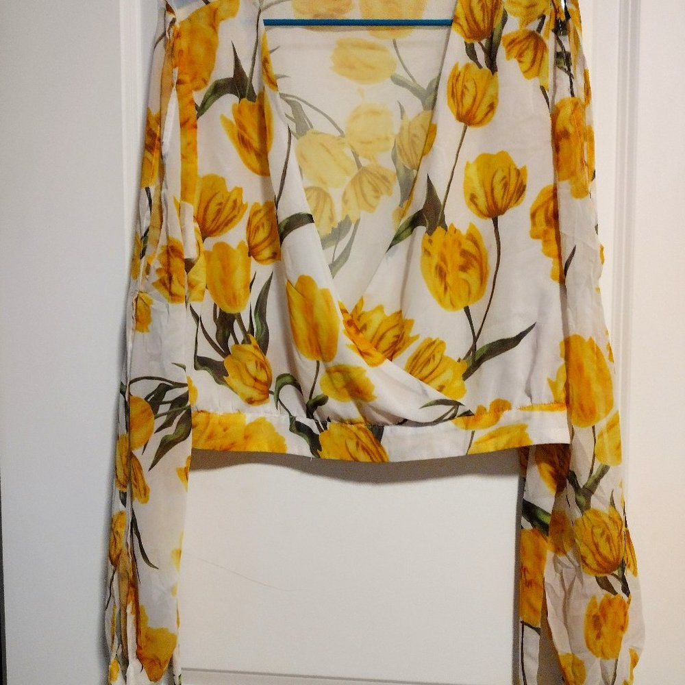 Fashion Nova Yellow Flowered 2-Piece Set